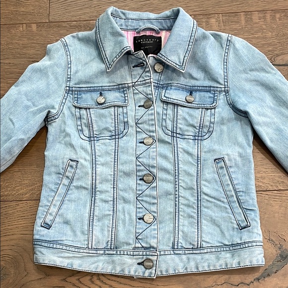 Sanctuary Jackets & Blazers - Sanctuary Light Blue Distressed Stretch Denim Jean Jacket XS